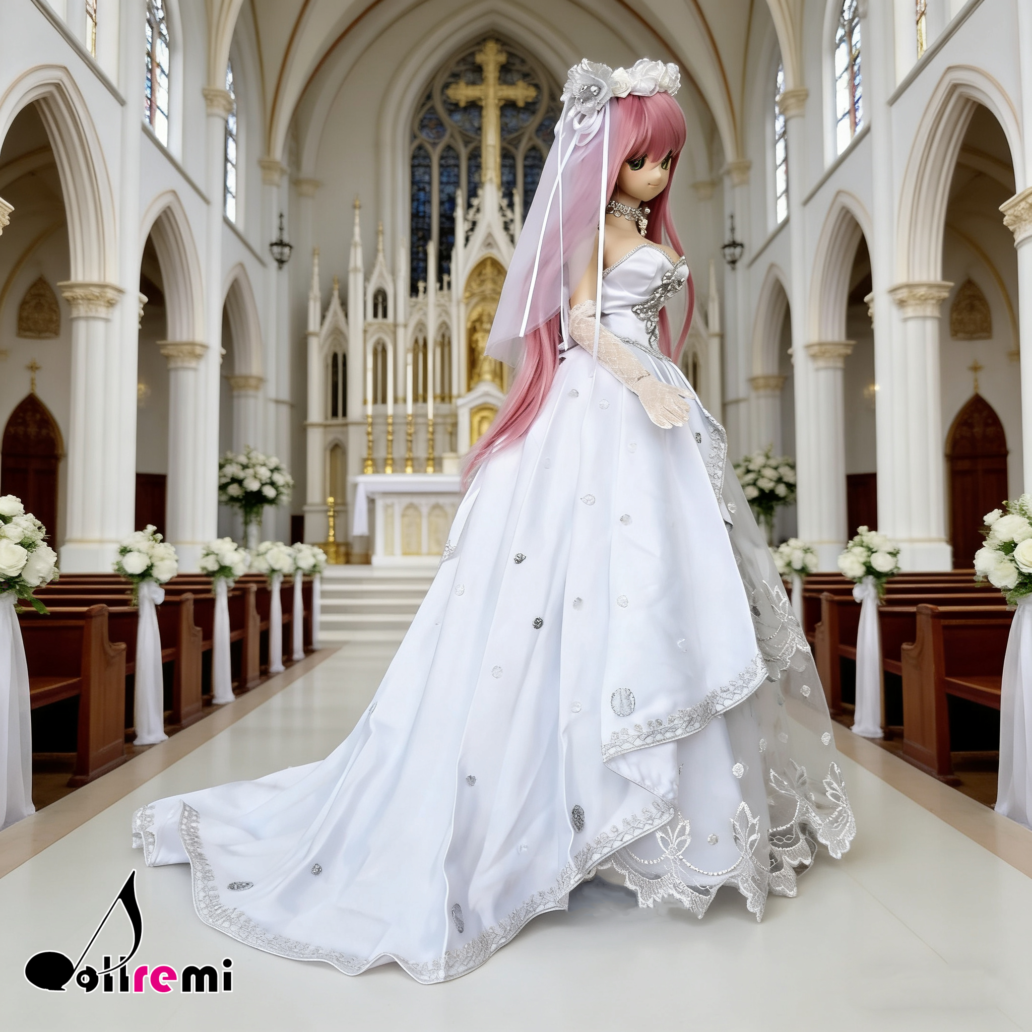 【dollremi】(DD0794) Off-the-shoulder weddingdress with a Court train 露肩式宮廷拖尾婚紗
