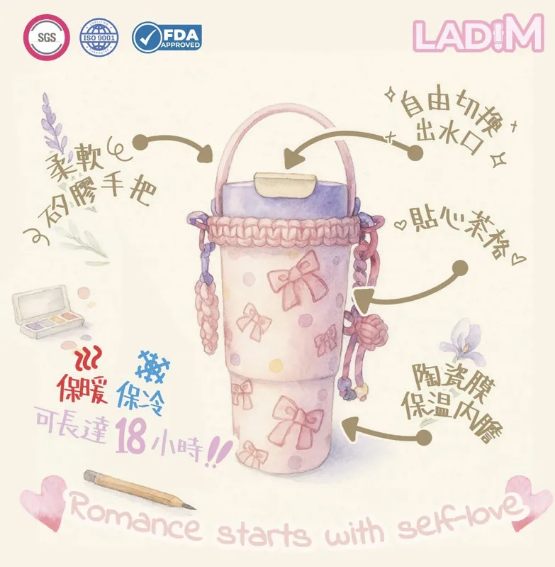 韓國LadiM 陶瓷膜保暖/保冷杯 22oz/ 650ml【8/9 截單，預計 :8月尾至9月中發貨】