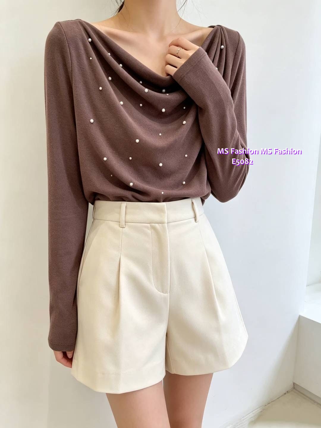 E5082 珠珠打皺top
