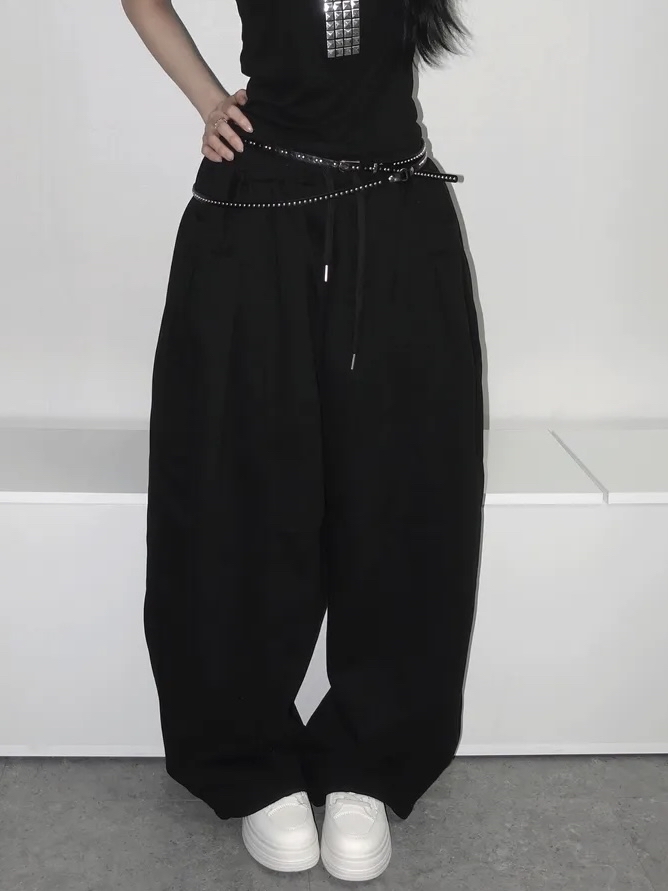 Oversized Curved Wide-Leg Sweatpants(Unisex)