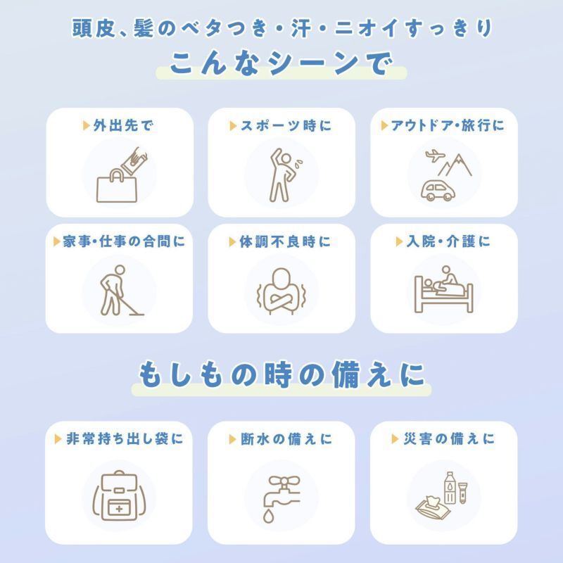 隨身乾洗洗髮片｜免沖洗網狀潔髮濕巾／弱酸性・薩本香氣・植物潔淨配方 平行進口