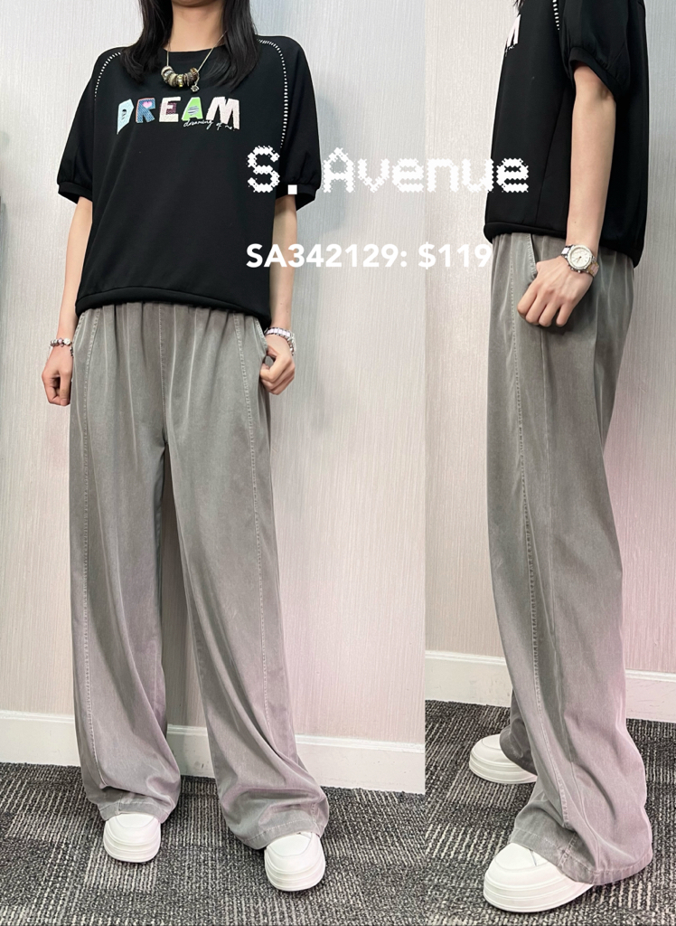 SA342129: 橡筋腰薄身透氣舒服休閒褲