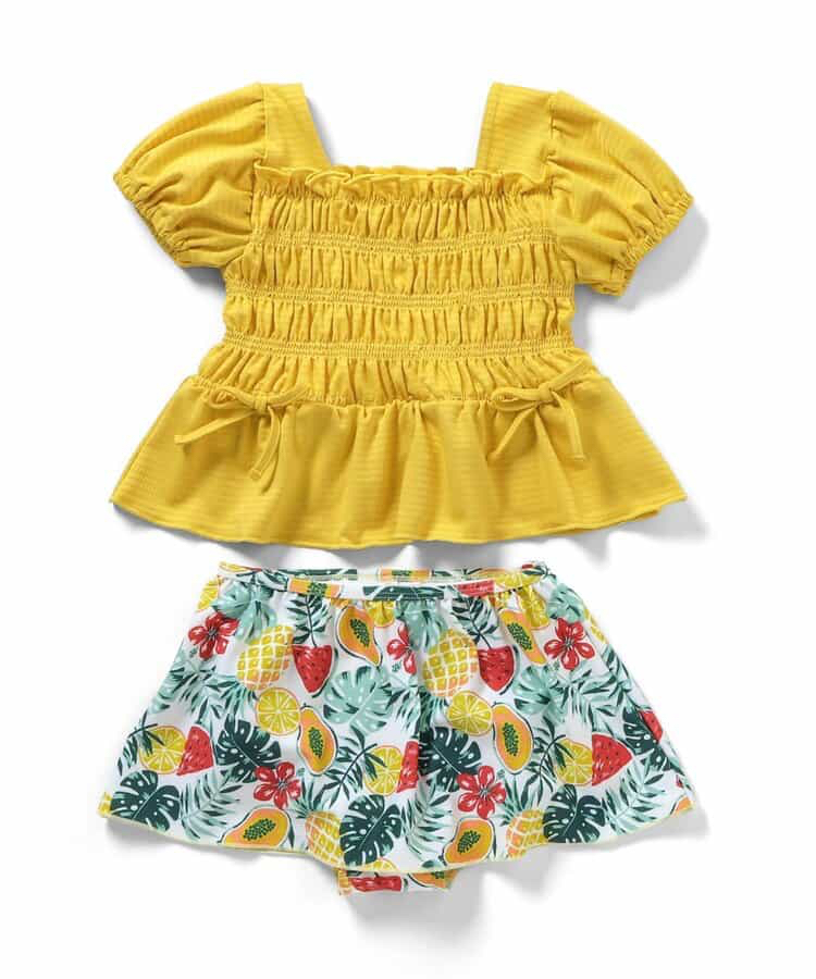 🇯🇵預訂 日本直送🇯🇵Apres les cours三色緞帶褶皺泡泡袖分體泳衣