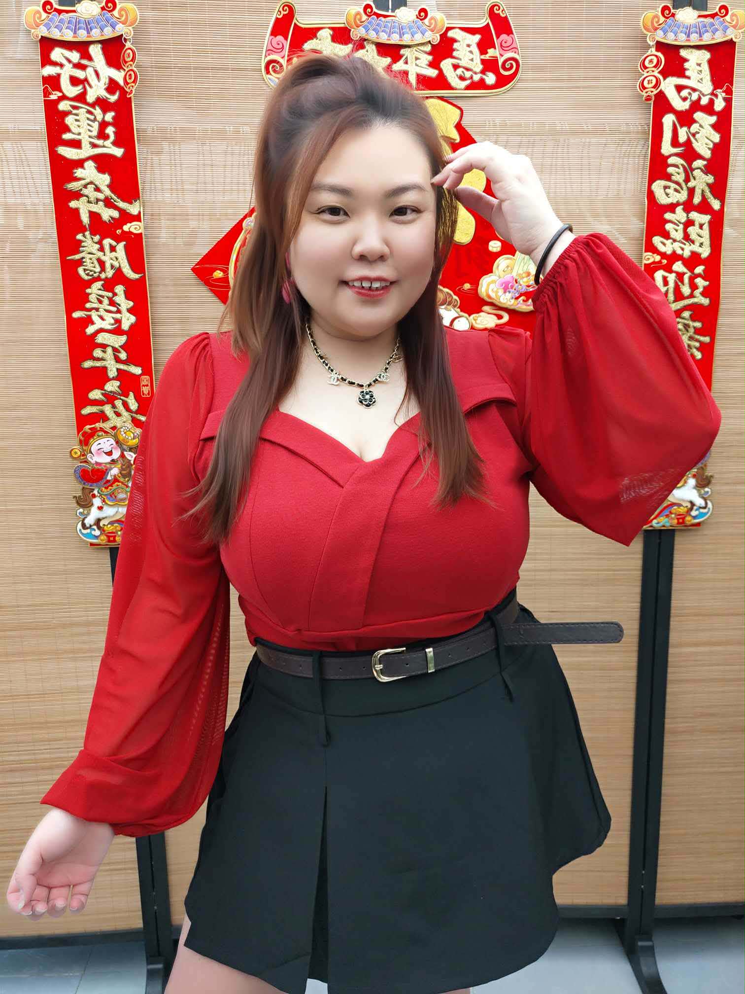 DDI02 8293(B8) 钻石领附垫长袖上衣