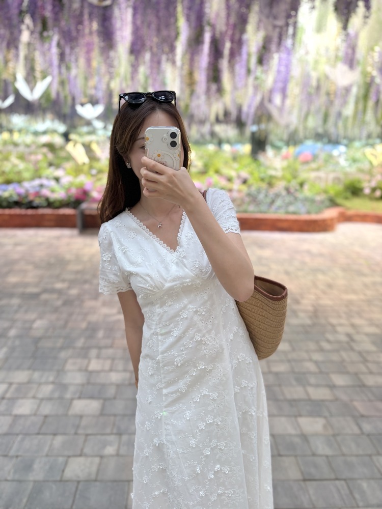 Aurelie Embroidered Dress (White)