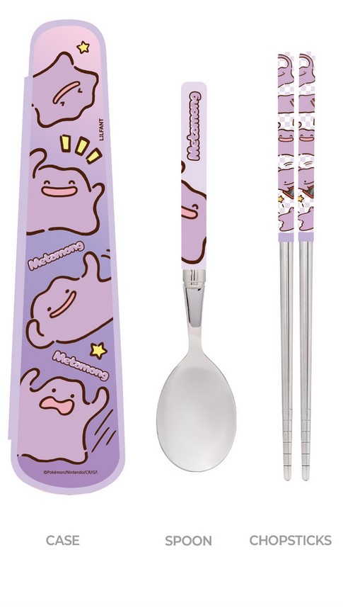 【預訂】韓國直送 Pokemon 寶可夢 百變怪 不鏽鋼餐具連收納盒3件套