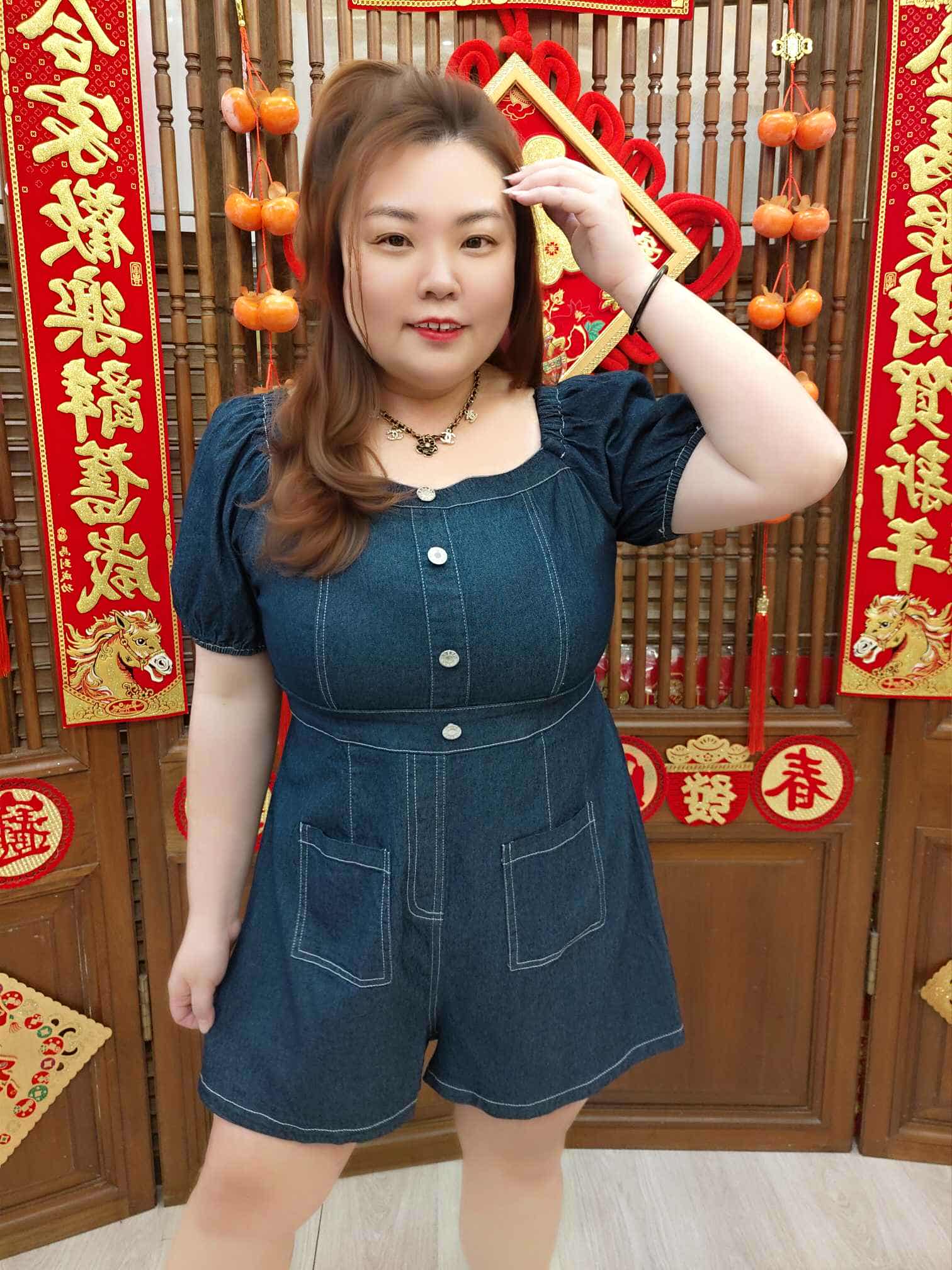 NFB02 TW#5132 深蓝双口袋牛仔设计款连体裤