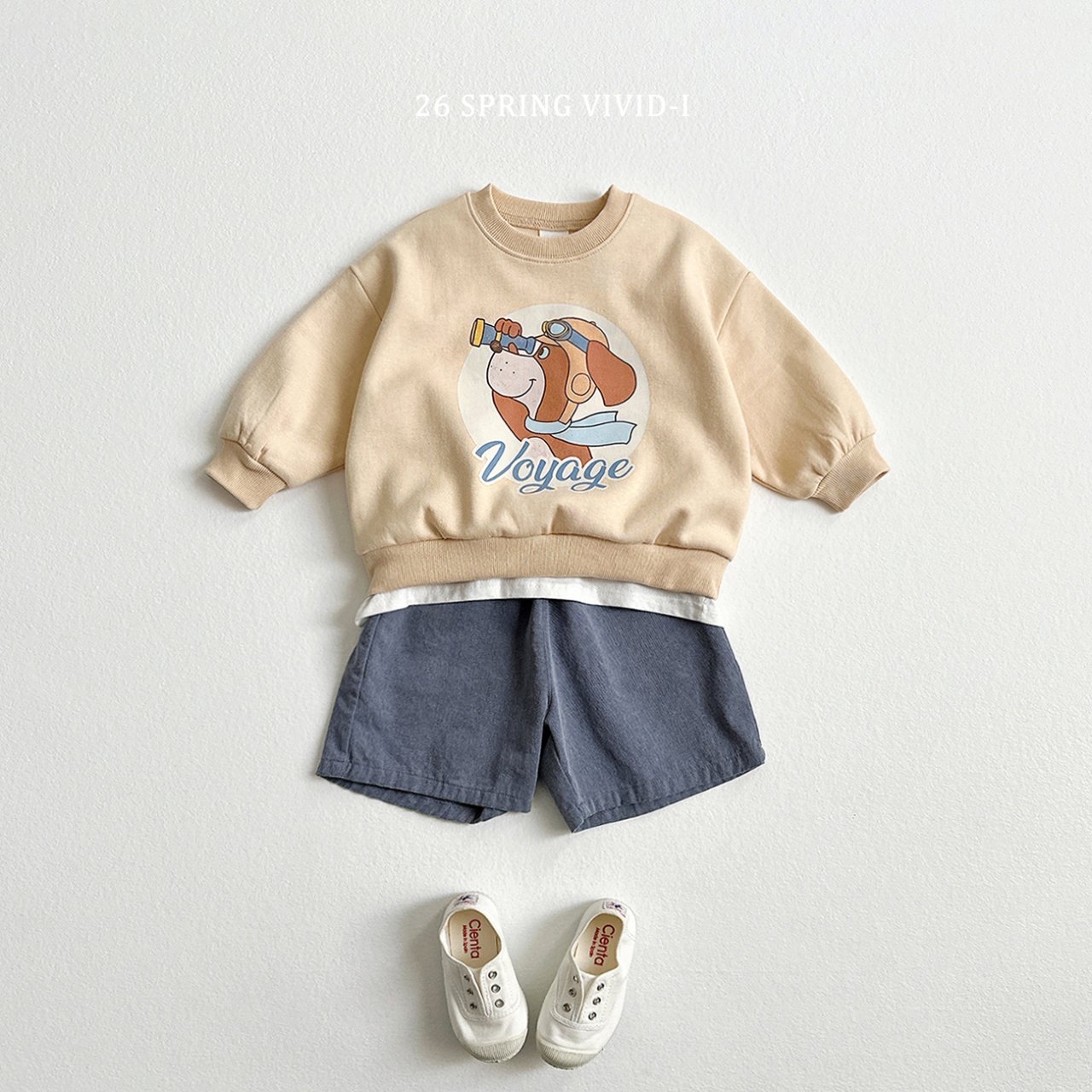 🌸預訂 韓國直送🌸🇰🇷VIVIDI三色飛行員小狗印花寬鬆衛衣