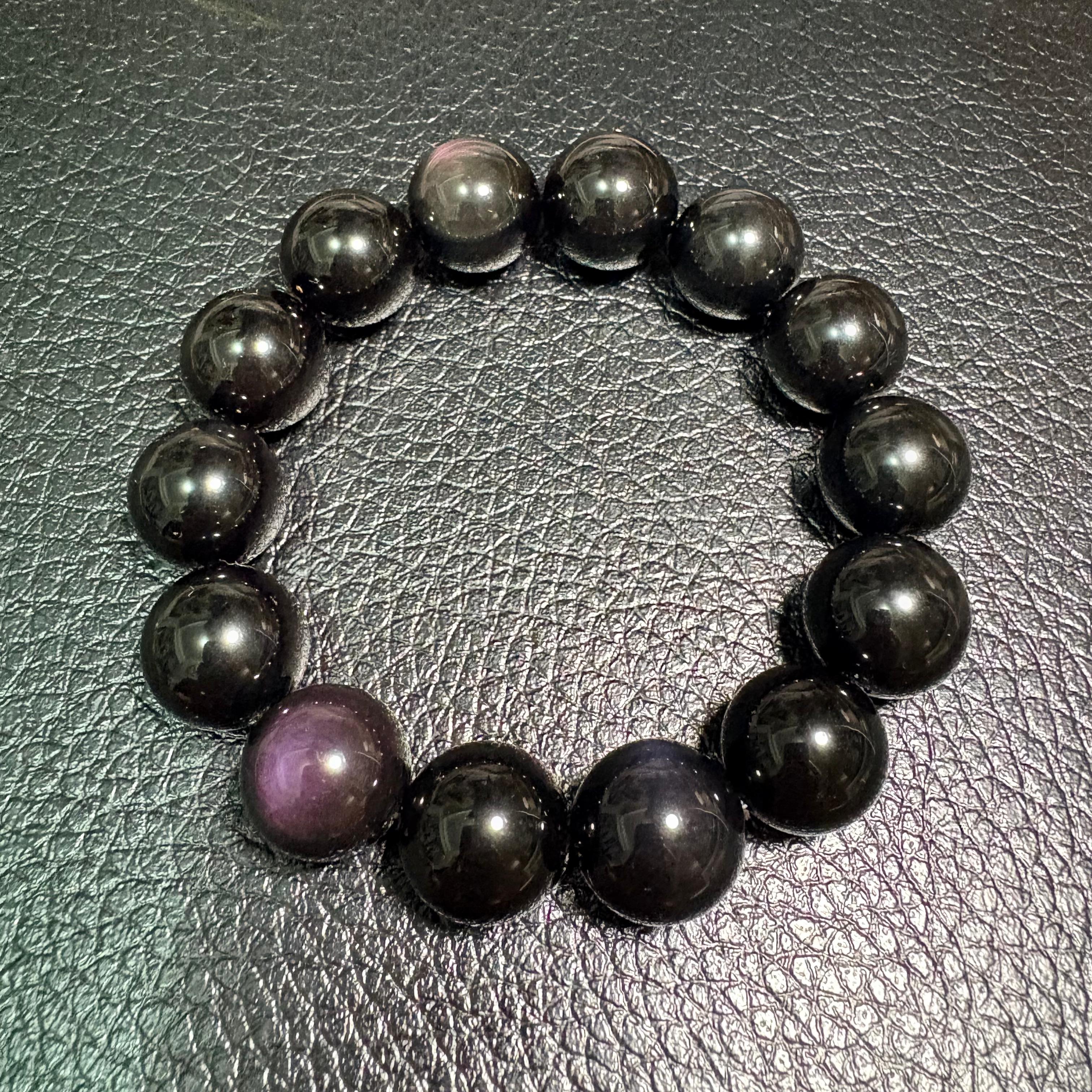 16mm彩虹黑曜石手串 No.4486