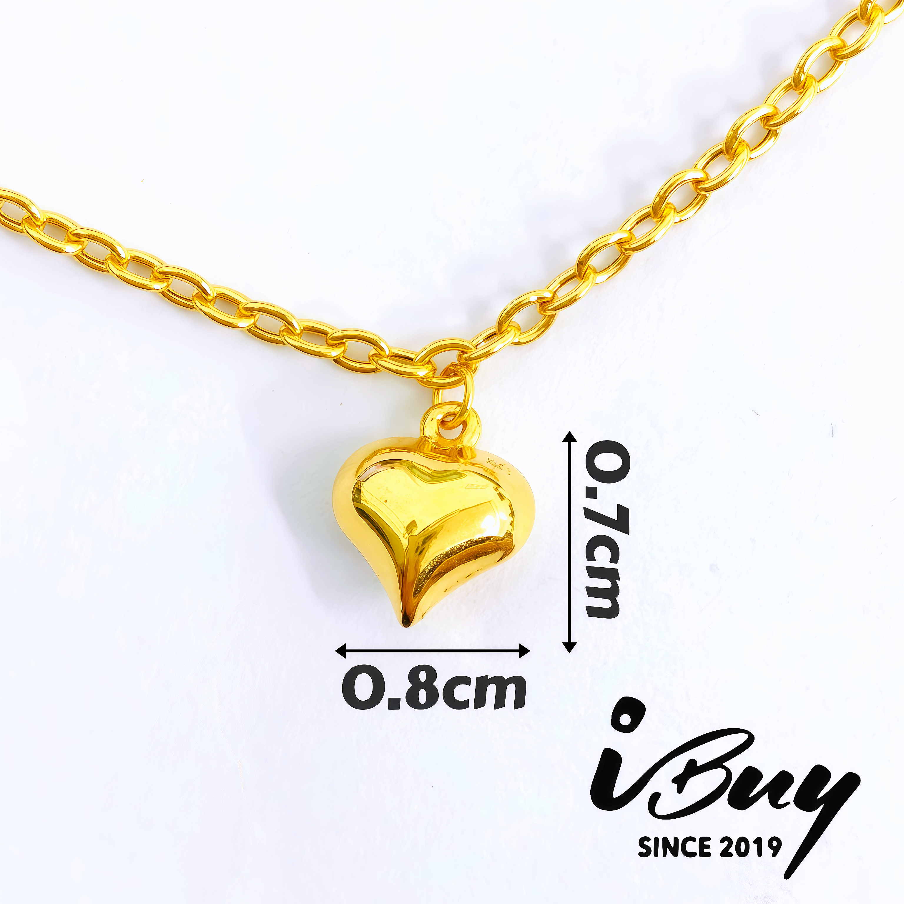 916 GOLD FULL GLOSS LOVE DANGLE HOLLOW CABLE BRACELET 916 金 亮面爱心吊坠空心万字手链