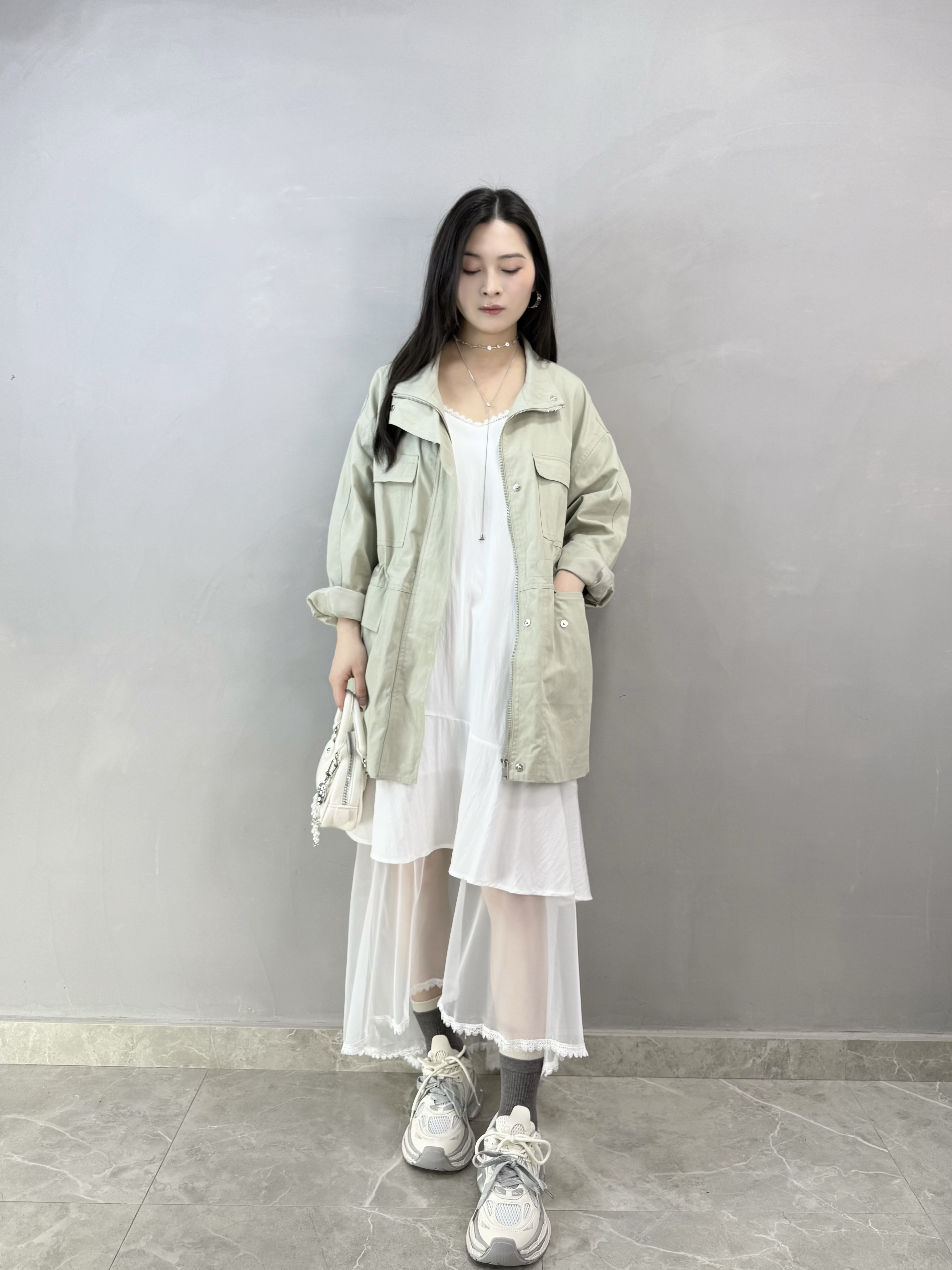 H75 洗水灰綠軍褸