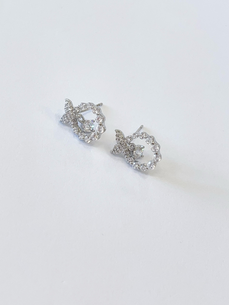 超闪满钻鱼尾圆环耳环