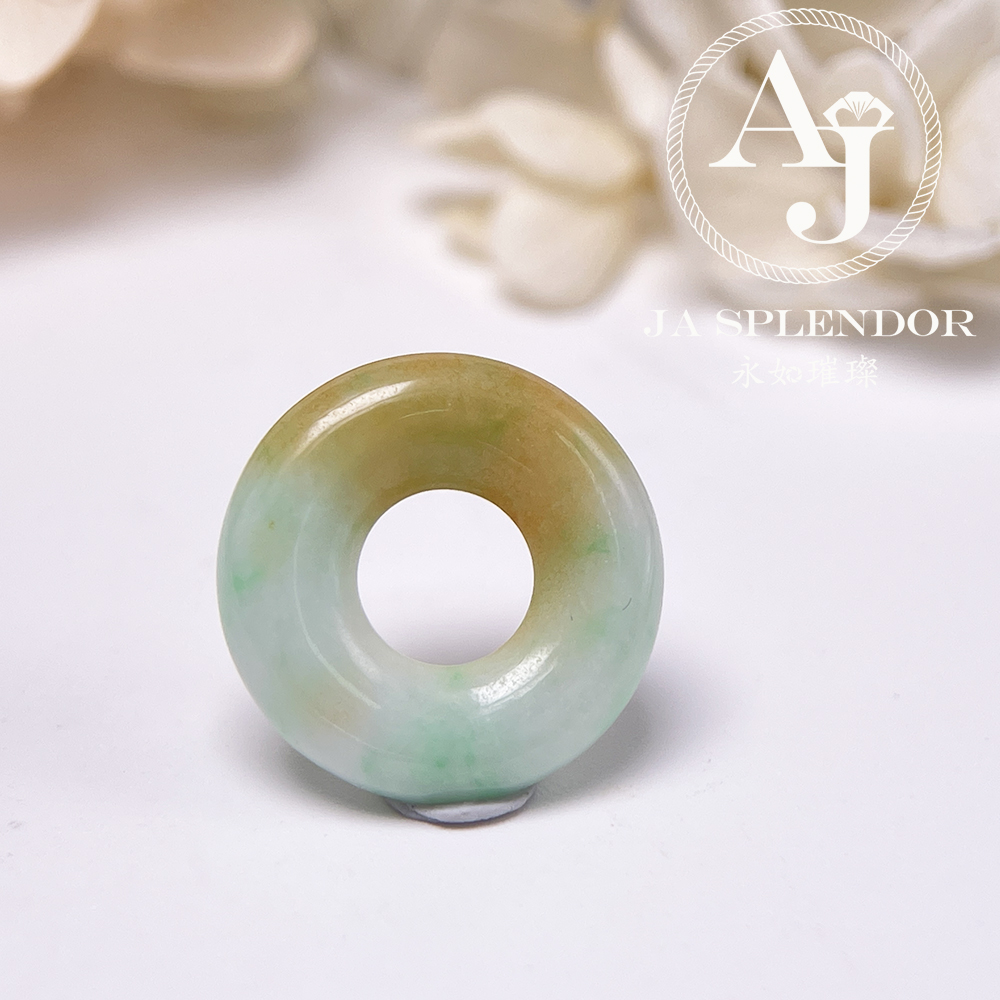 JN-3357 天然翡翠A玉 金黃半山半水甜甜圈