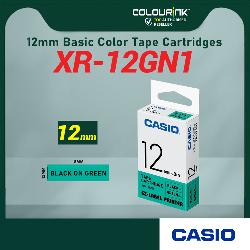 CASIO ORIGINAL GENUINE 12MM EZ LABEL TAPE FOR KL-120 KL-130 KL-820 KL-60 KL-HD1 KL-8400 KL-G2