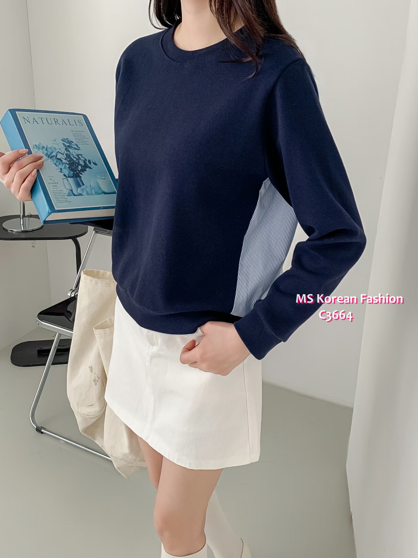 C3664 韓國🇰🇷後拼條子top