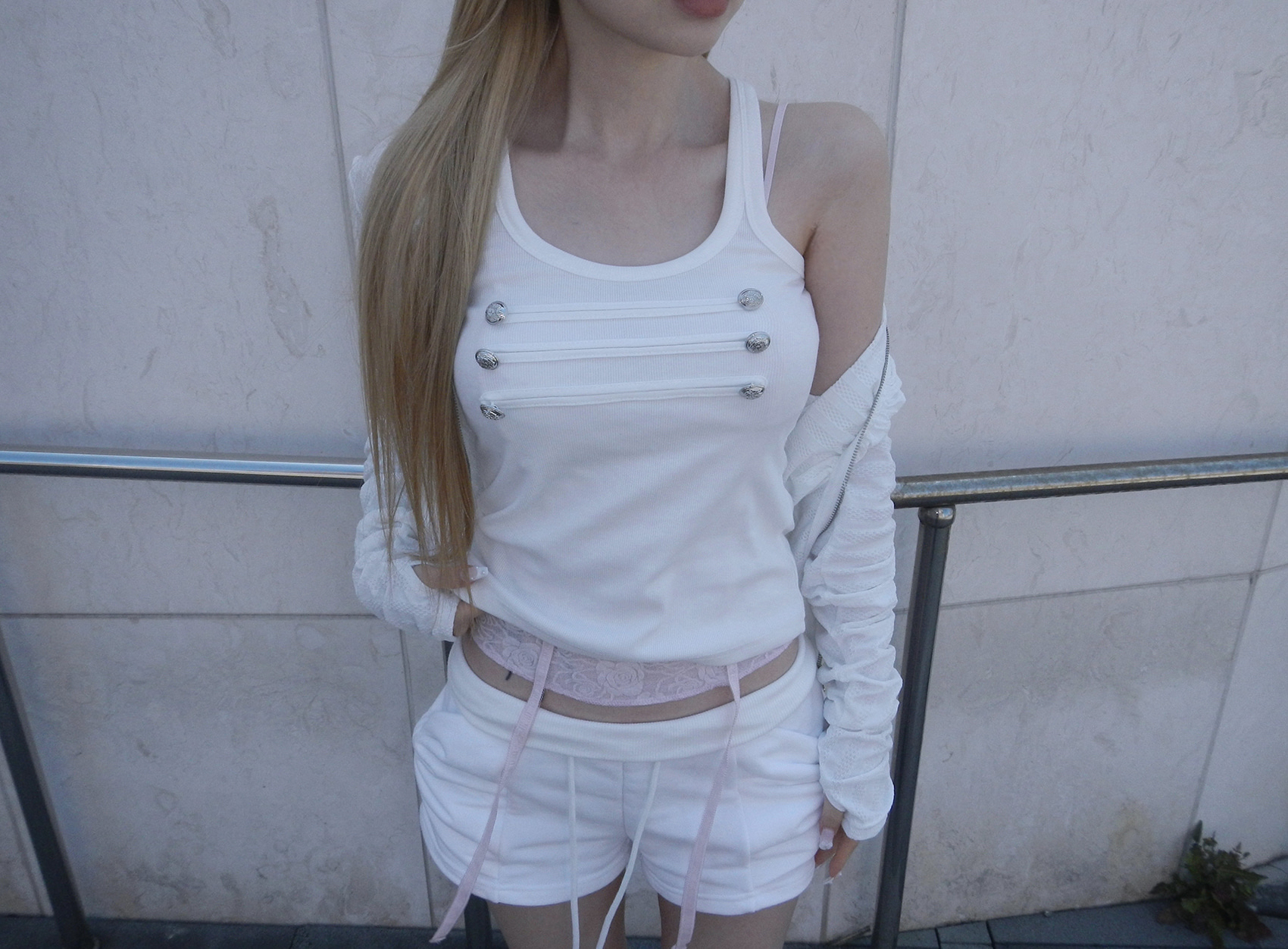 Retro Button-Embellished Tank Top