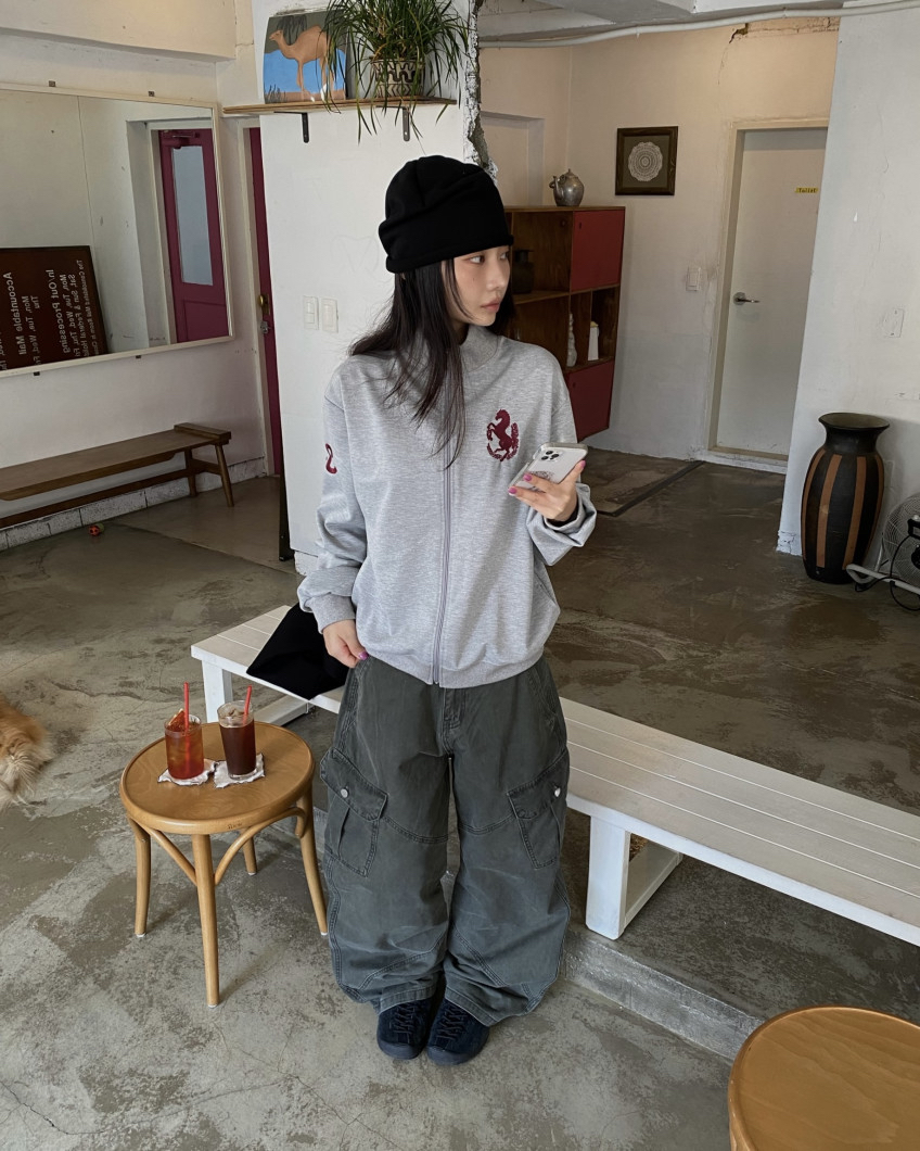 Graphic High-Neck Zip-Up