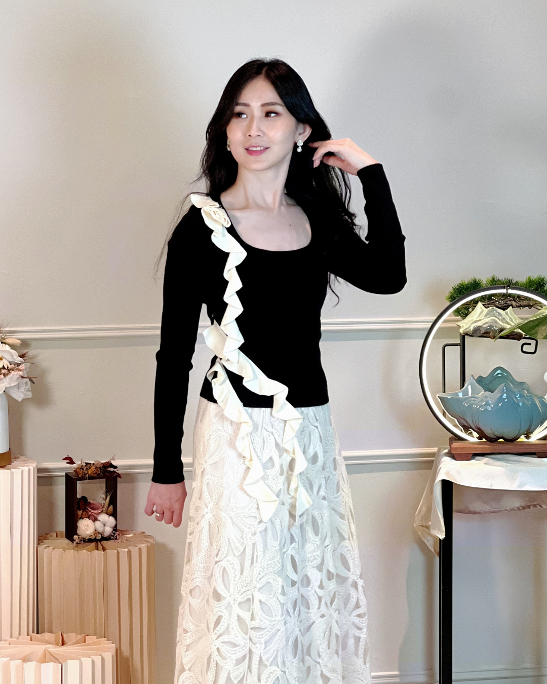 5109 Kristin Long Sleeve with Ruffle Blouse