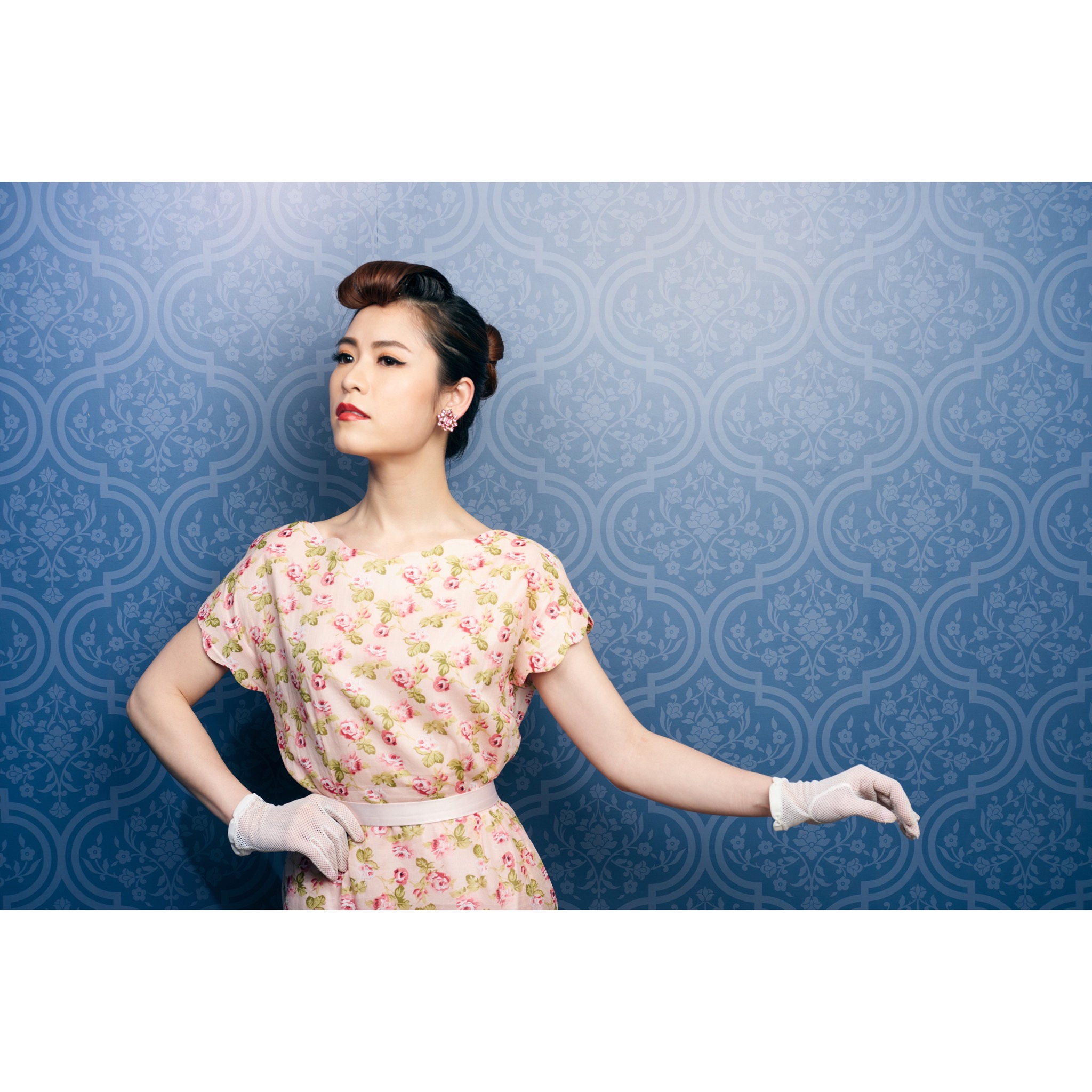 (Ready/Custom-Made)1960s-Inspired Rose Pattern 100% Cotton Scalloped Collar Secretary Dress(FM136)
