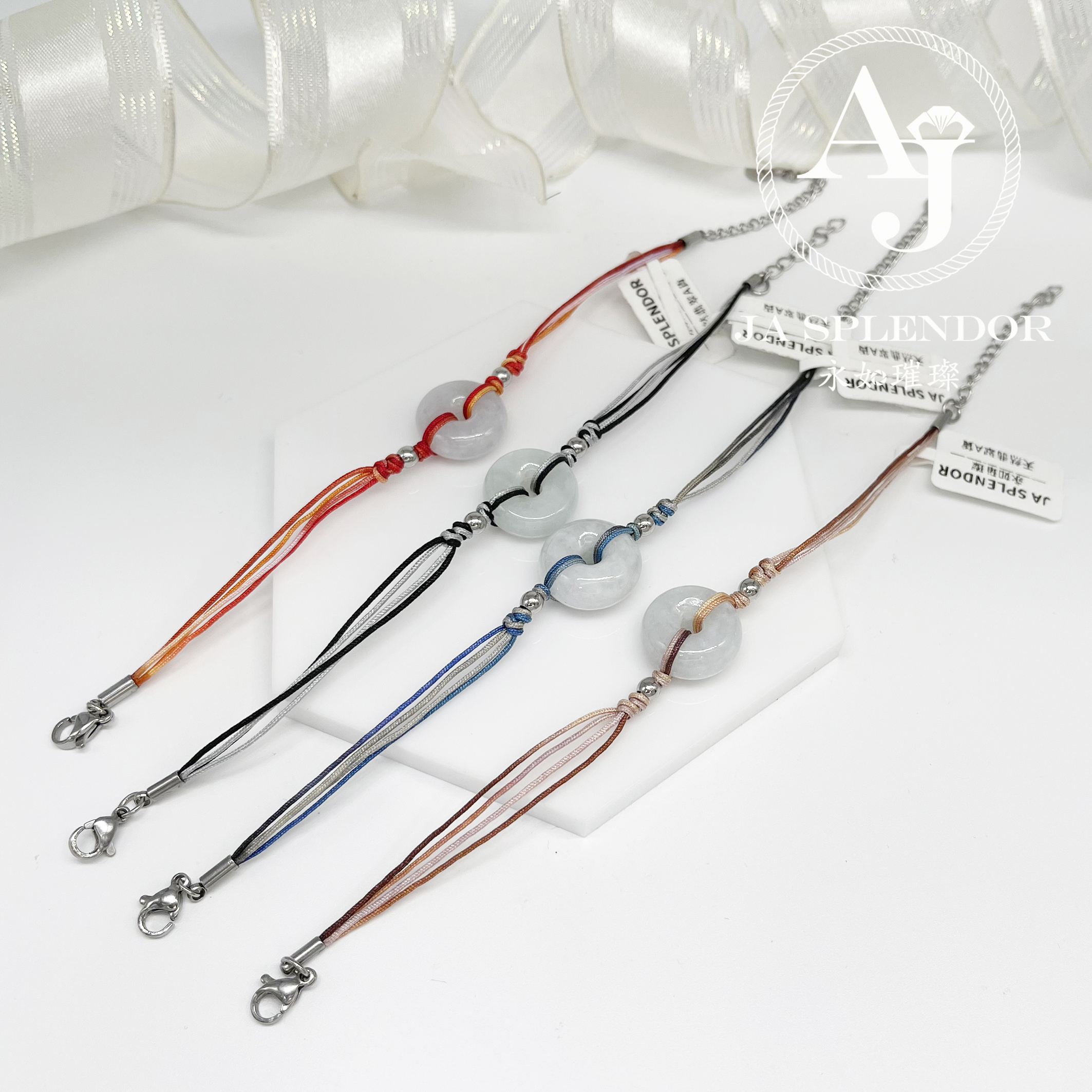 JN-2039 天然翡翠A玉 平安健康彩色幸運手鏈