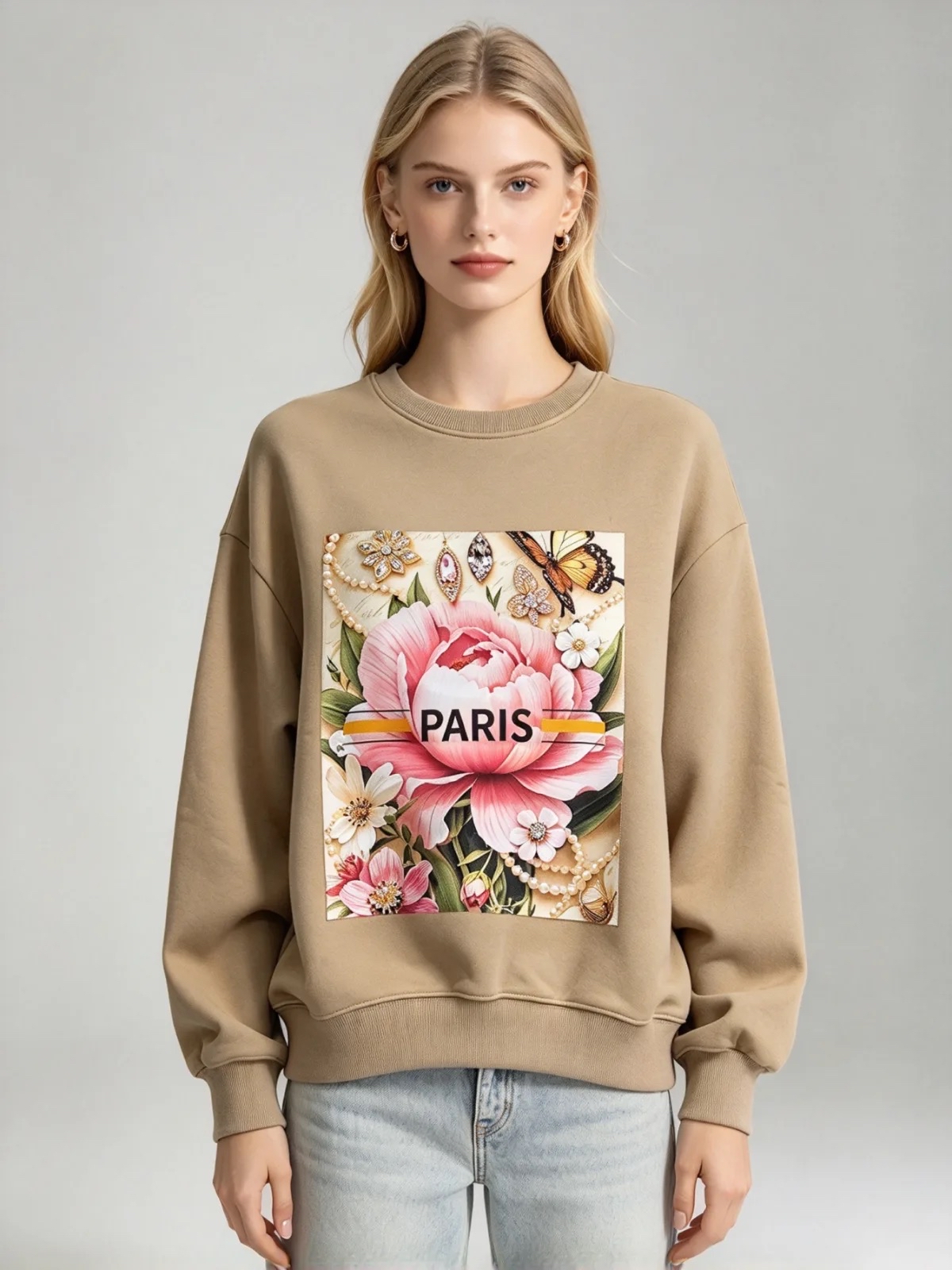 [訂購] A039 Peony & Jewel Butterfly Paris Sweatshir