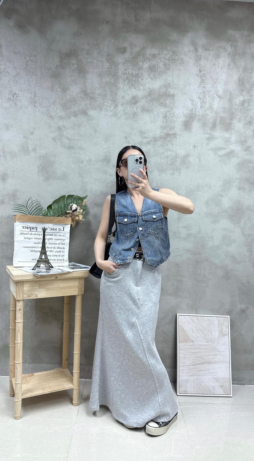 V領牛仔背心馬甲