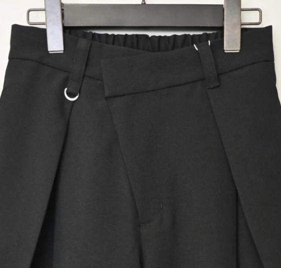 不對稱腰部褶襉長褲 - 2026 流行穿搭  女士長褲 獨特設計 春季時尚穿搭 成人休閒 日常穿搭 易於配搭 日本直送   #JP-I-260021