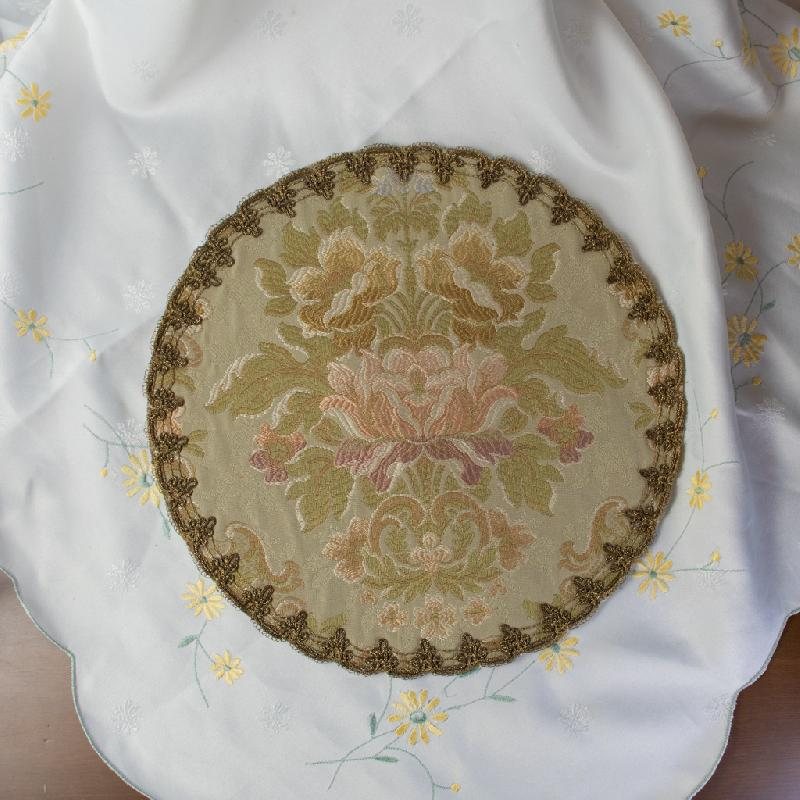 (Last one !) c.a. 1970s Italian Elegant Sage Green Table Mat /Tapestry Dollies (MT293)