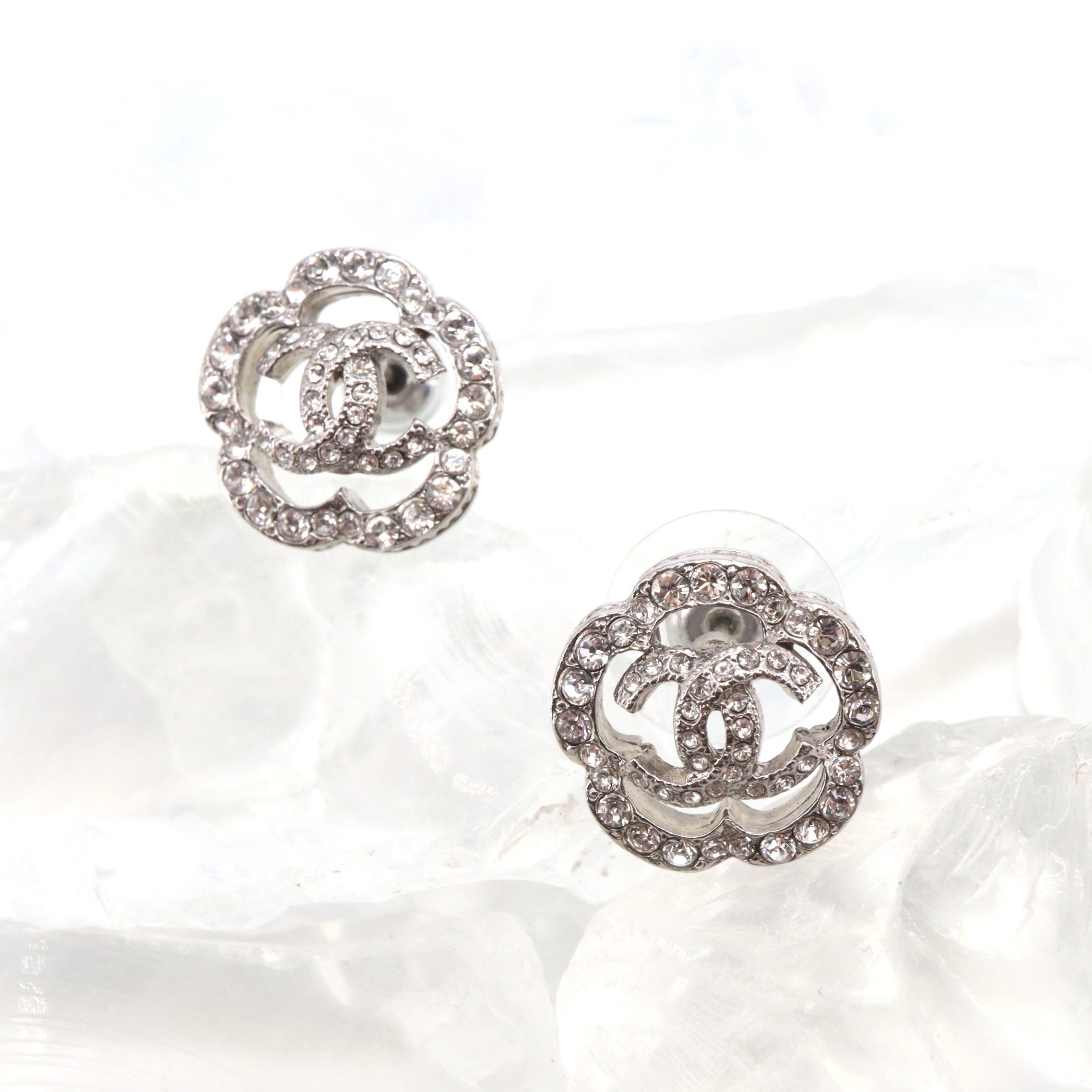 Chanel Coco Mark Rhinestone Piercing Earring