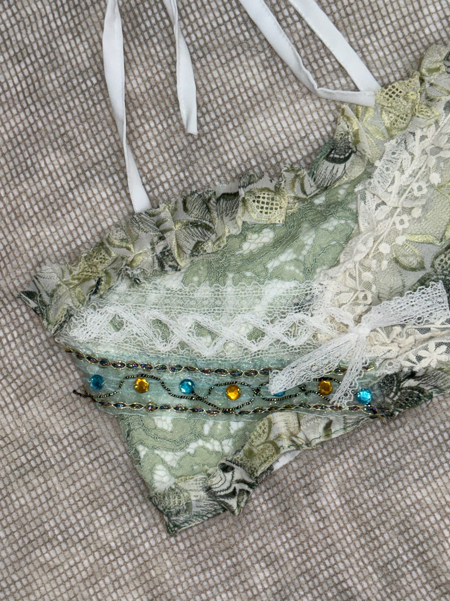 Fairycore Lace Patchwork Halter Remade Top