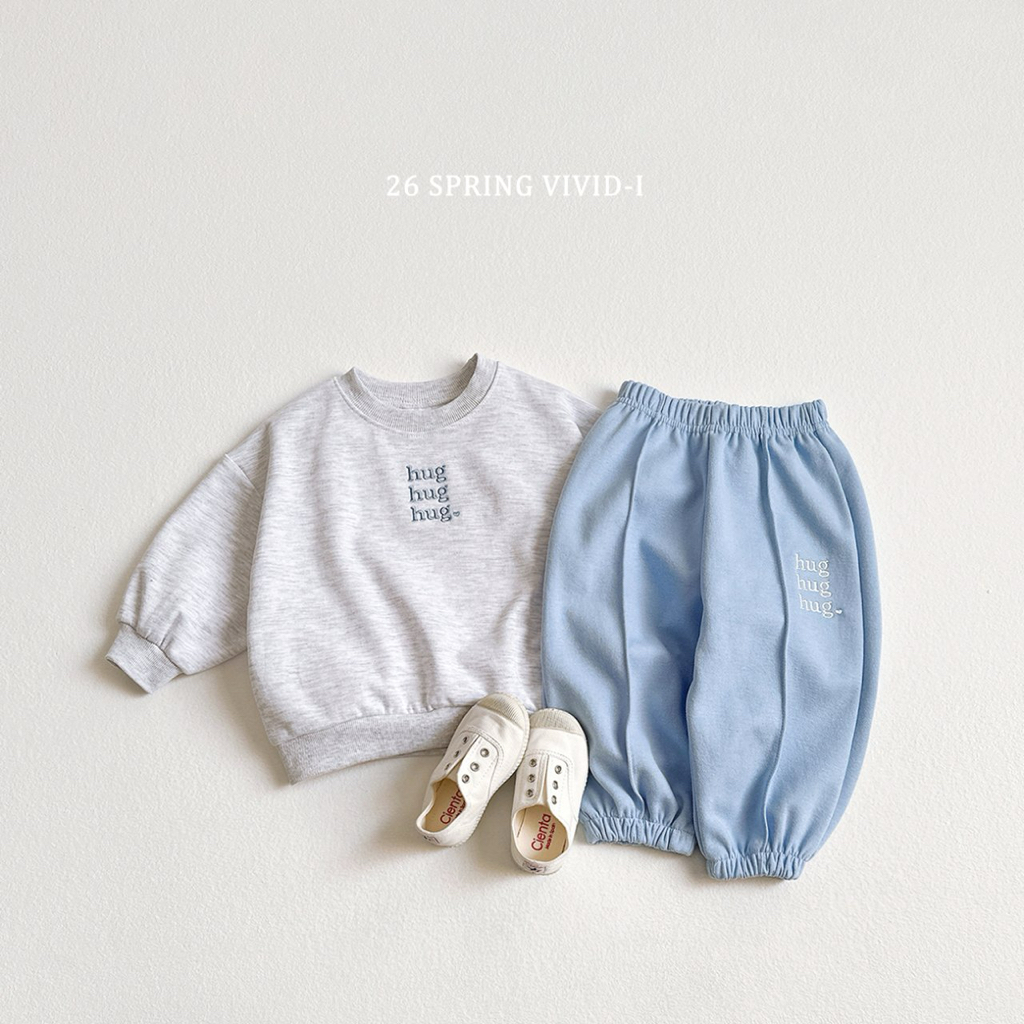 🌸預訂 韓國直送🌸🇰🇷VIVIDI四色Hug刺繡撞色長袖上下套裝