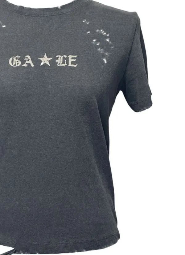 Gothic Star Distressed Crop Top