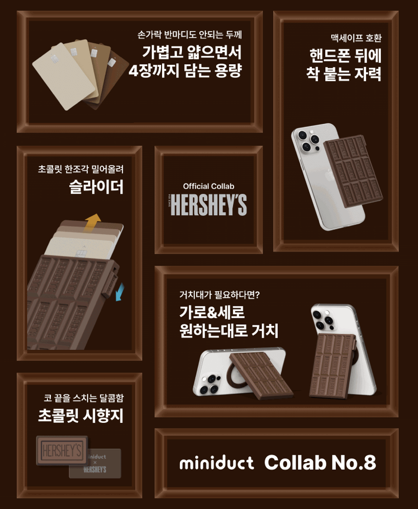 韓國 HERSHEY'S Kisses 朱古力磚 MagSafe 磁吸卡套支架 ｜ Magnetic Card Wallet