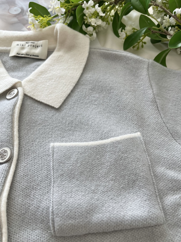 Elise Dual-Tone Cardigan (Misty Blue)