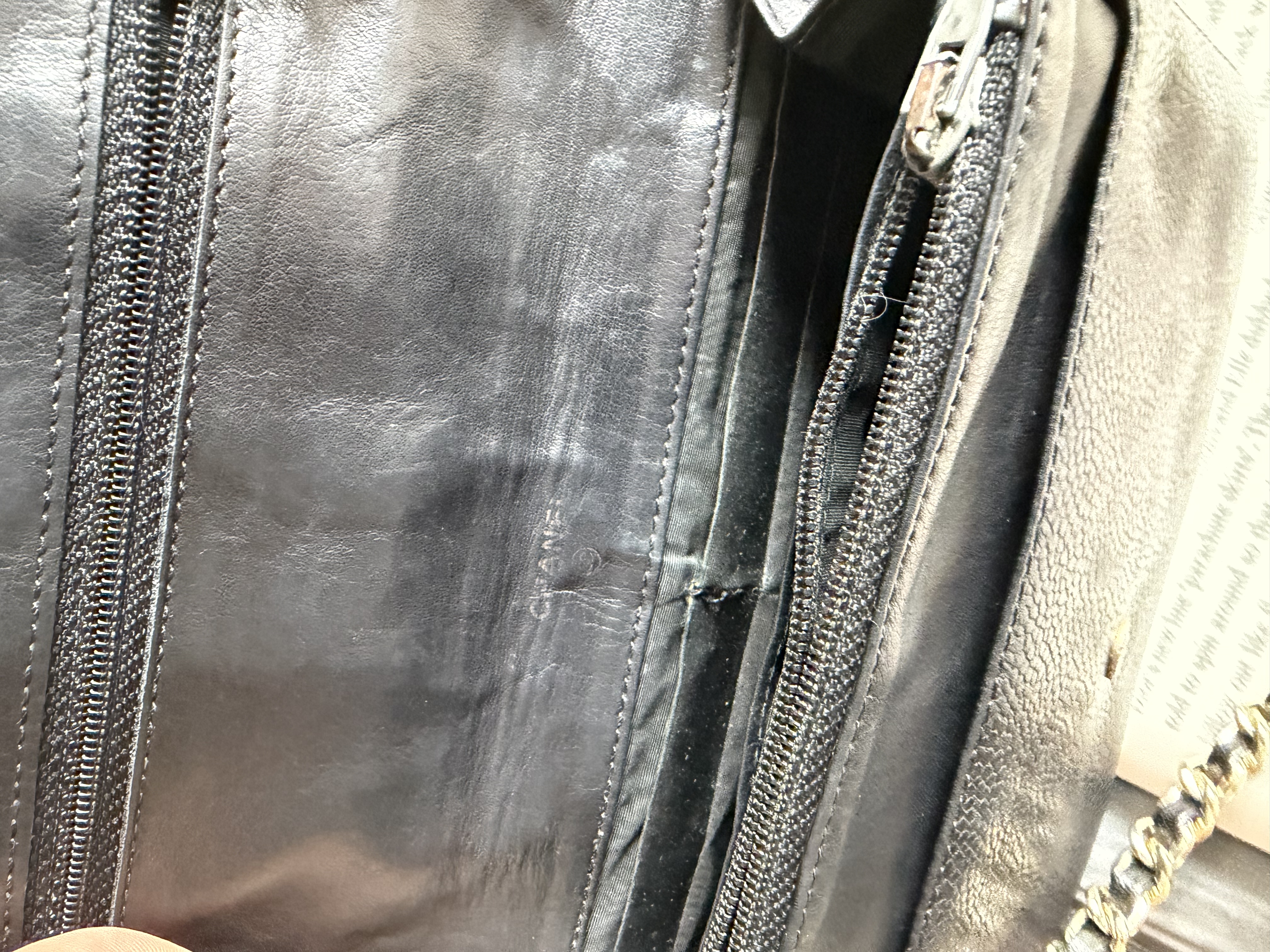 Vintage chanel black caviar leather long wallet