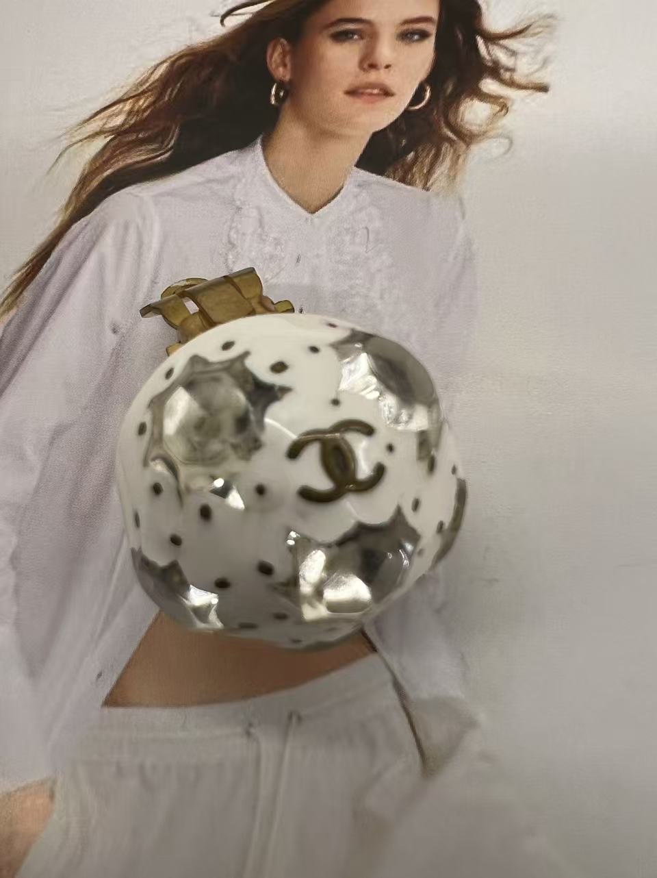 Chanel 立體波波點夾式耳環