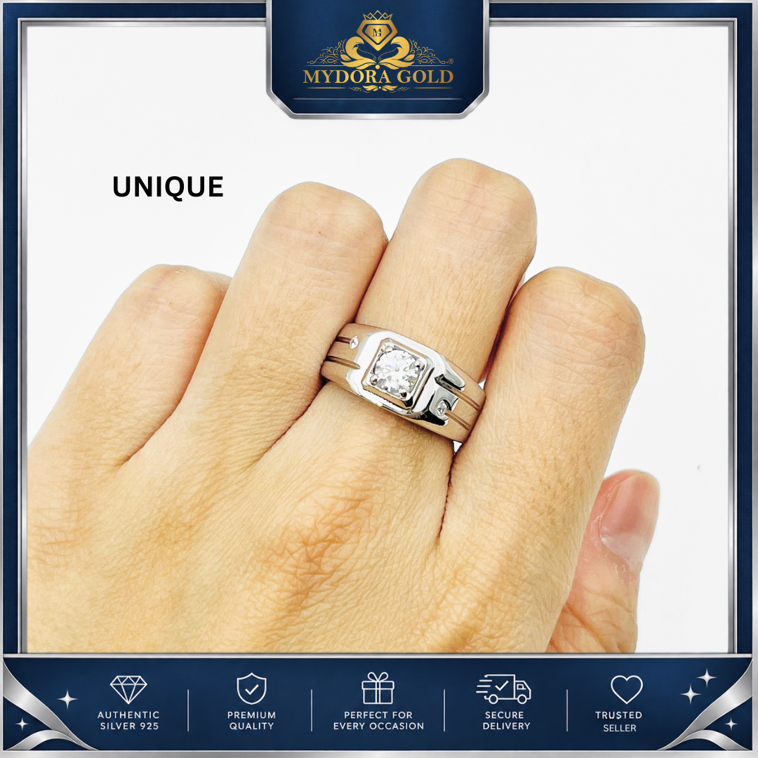 MYDORA 925 Silver Ring - Cincin Regal Edge Collection