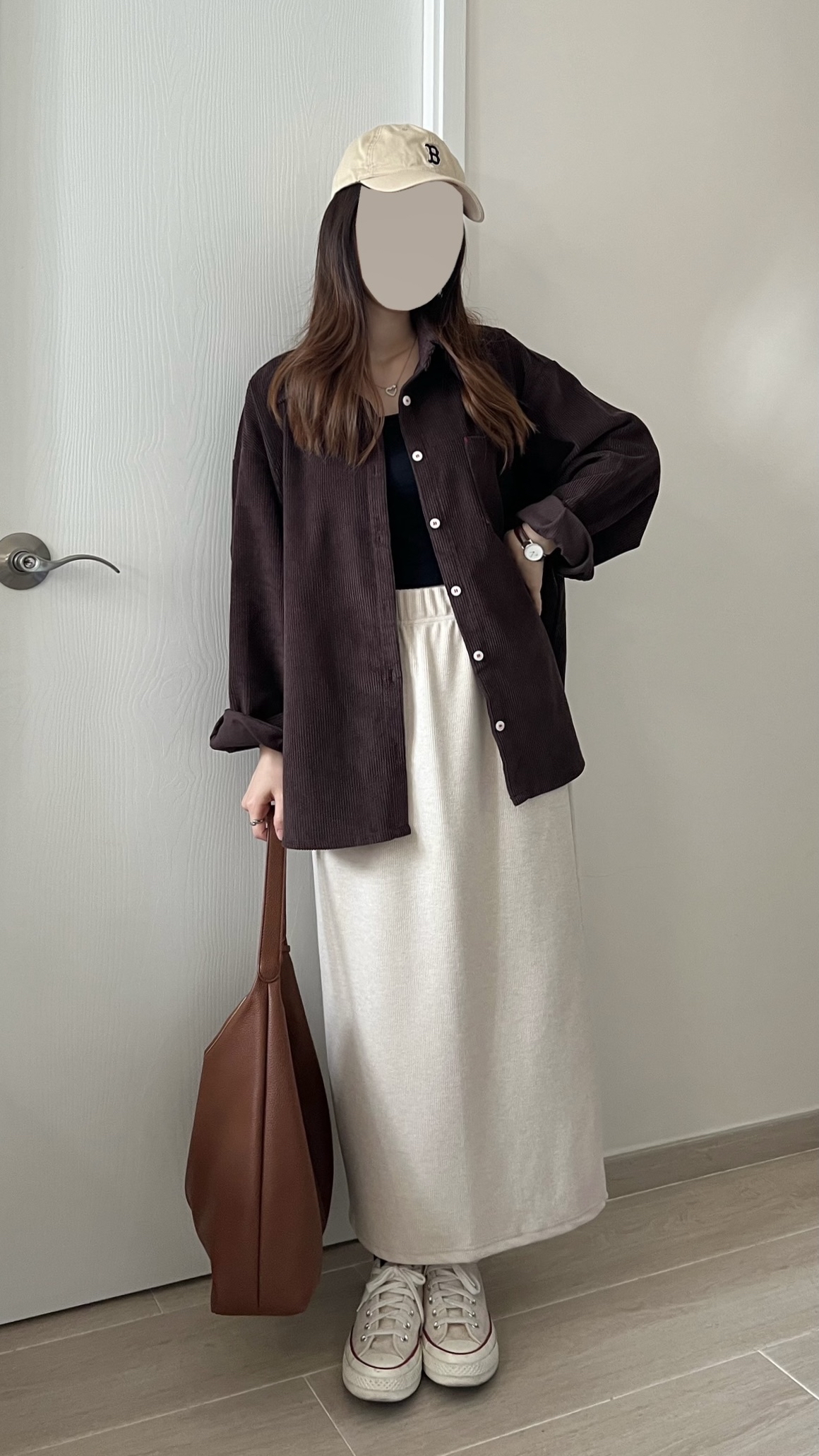 親膚軟熟細坑紋長裙 