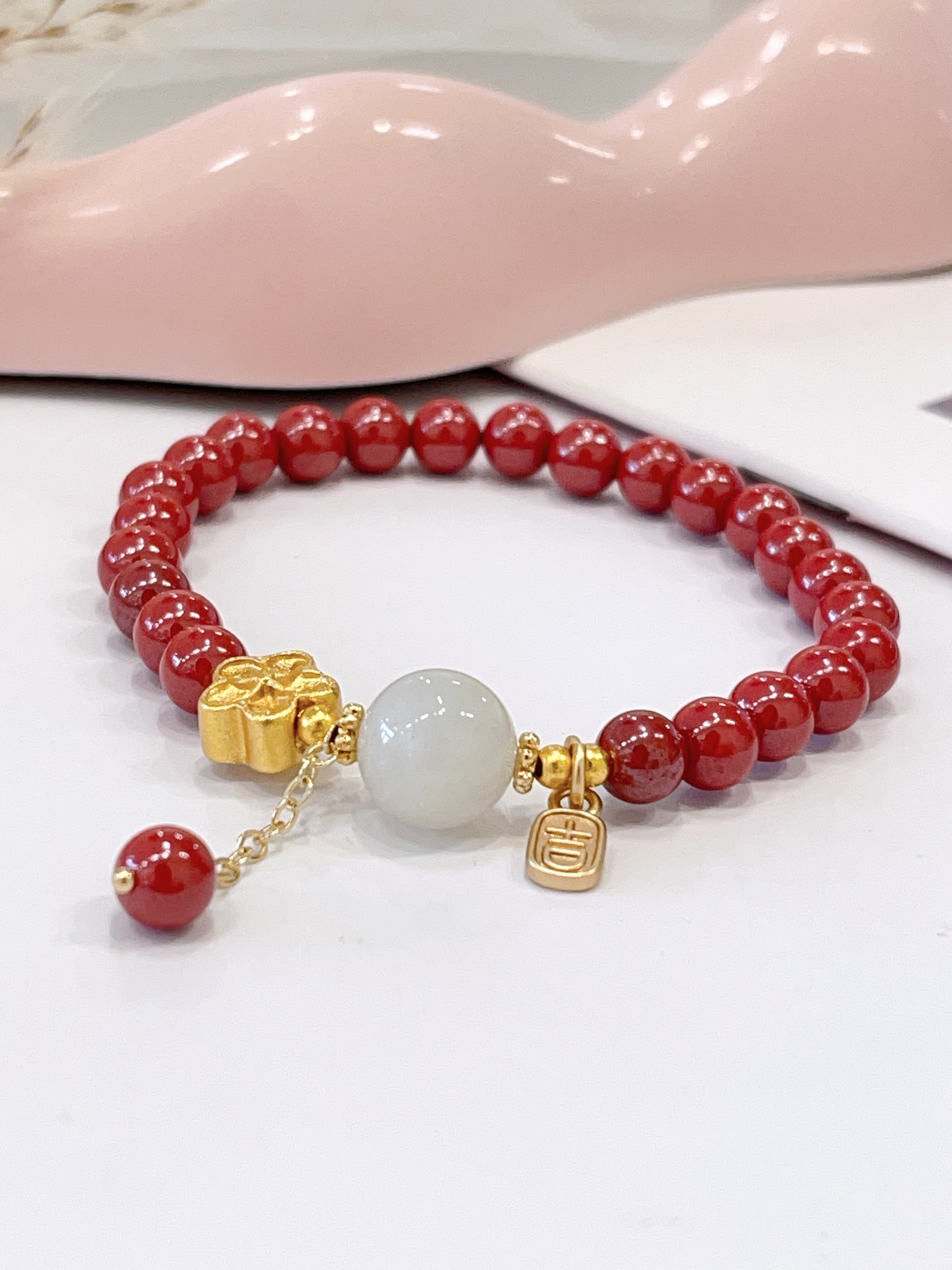 🌙✨ 帝王砂 × 白月光手串 Imperial Cinnabar Sand & Moonstone
