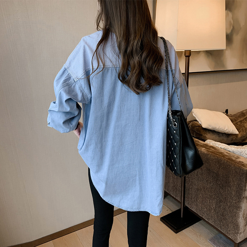 2色選擇$78件。2件起$70件✨ 純棉拼接設計・寬鬆百搭恤衫 ✨一件就有層次感💙