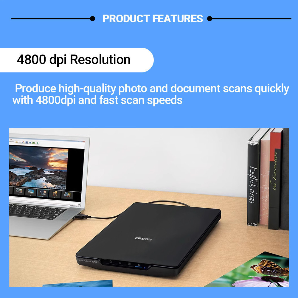 Epson V39II ES50 ES60W ESC380W Scanner Copy Pdf Micro Usb A4 Photo & Document Scan Home Office ADS-2400N ES-C580W