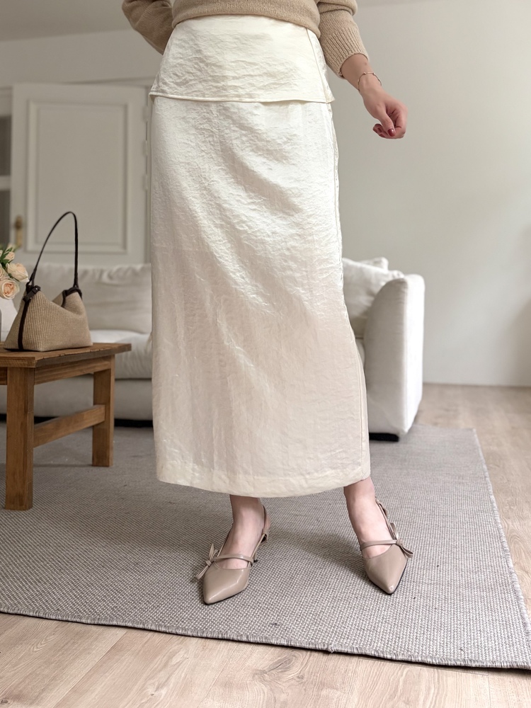 Layering Satin Skirt (Cream)