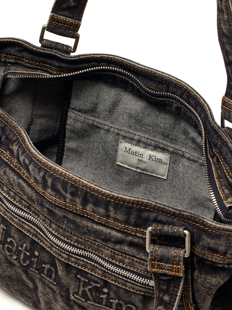 MATIN WASHED DENIM SQUARE BAG IN BLACK