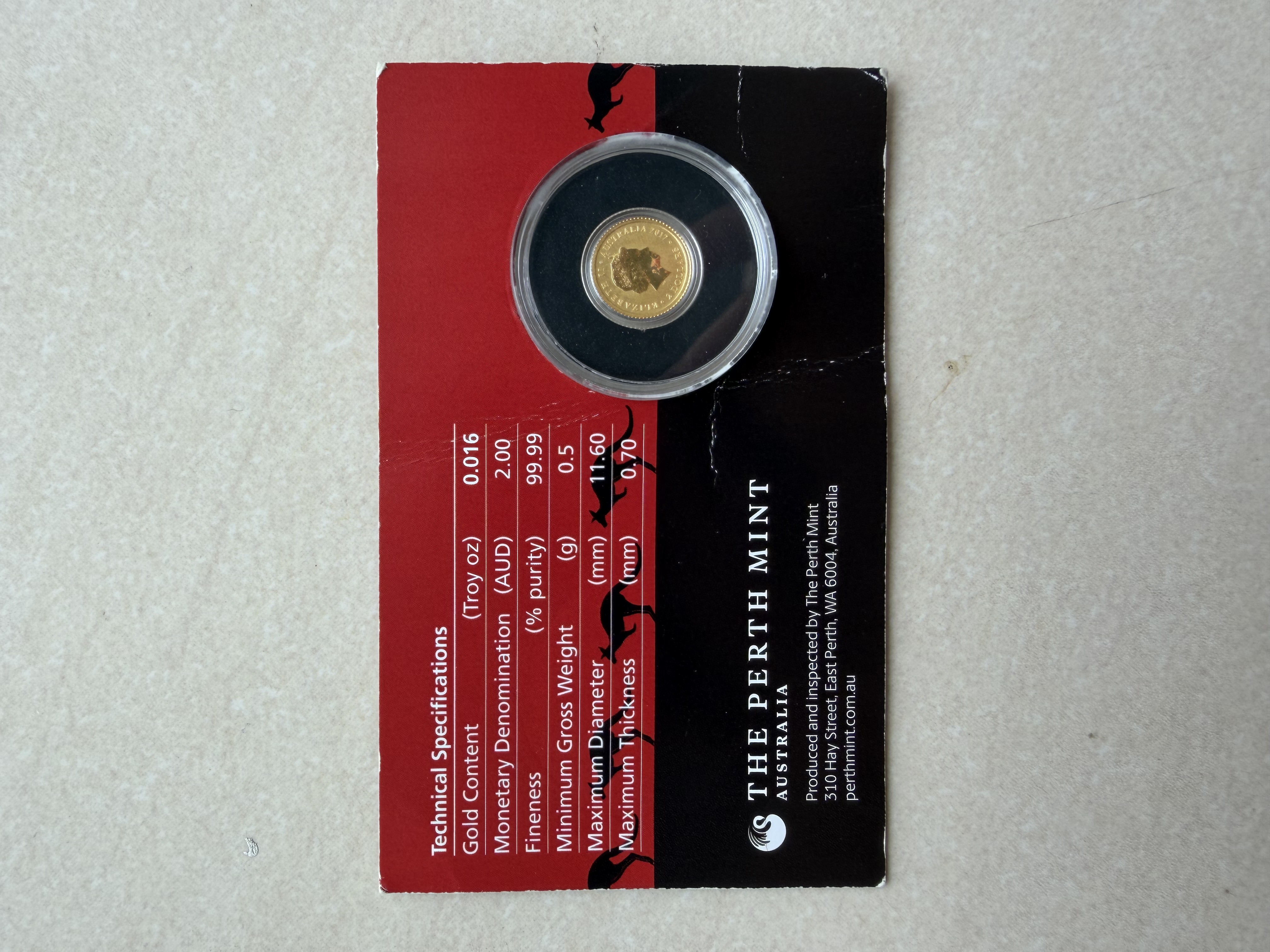 PERTH MINT 2017 0.5g Kangaroo 🇦🇺 Aus Fine Gold Coin 999.9 (Mini Roo) 袋鼠币