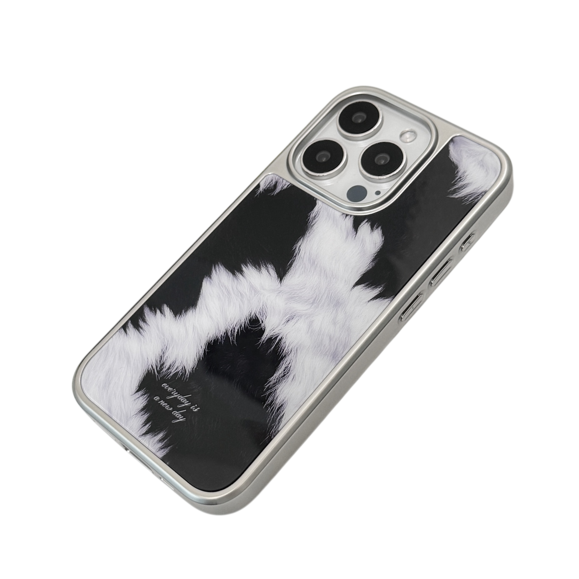 【Cowhide Black】銀框亮面MagSafe iPhone Case