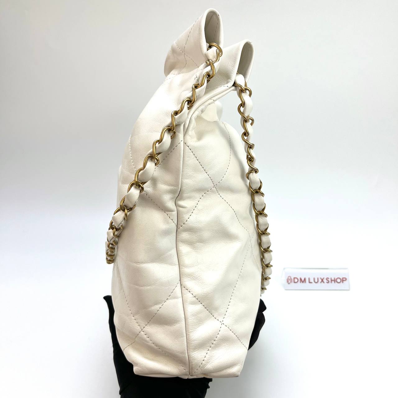 Chanel Small 22 Bag White GHW (Microchip)
