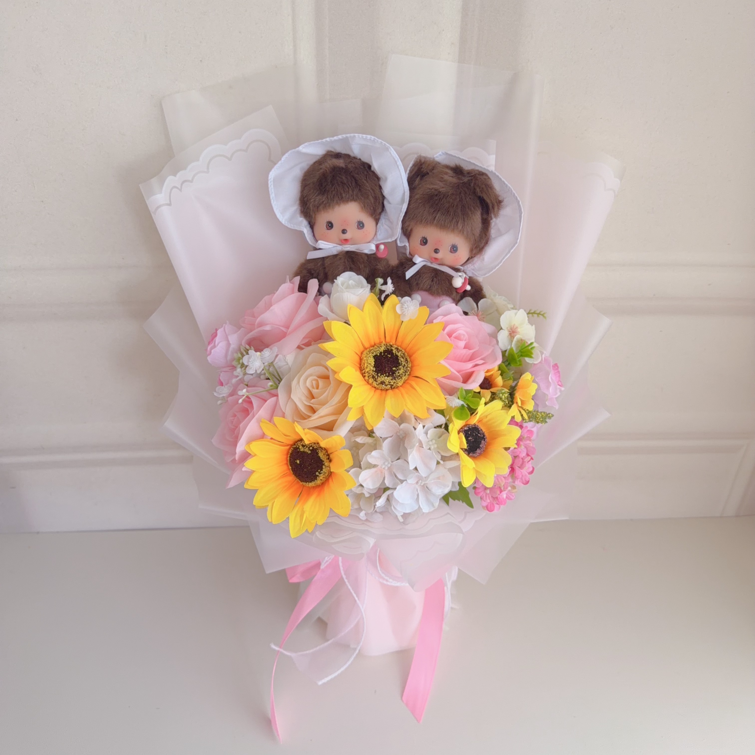 (現貨)monchhichi 公仔花