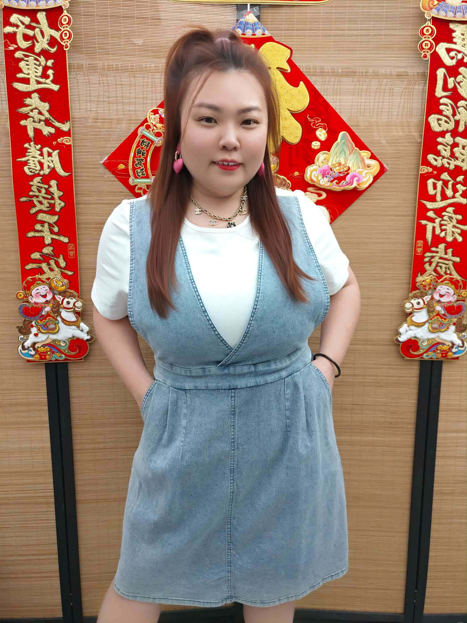 DDB03 6072(A5) 牛仔拼接设计连衣裙