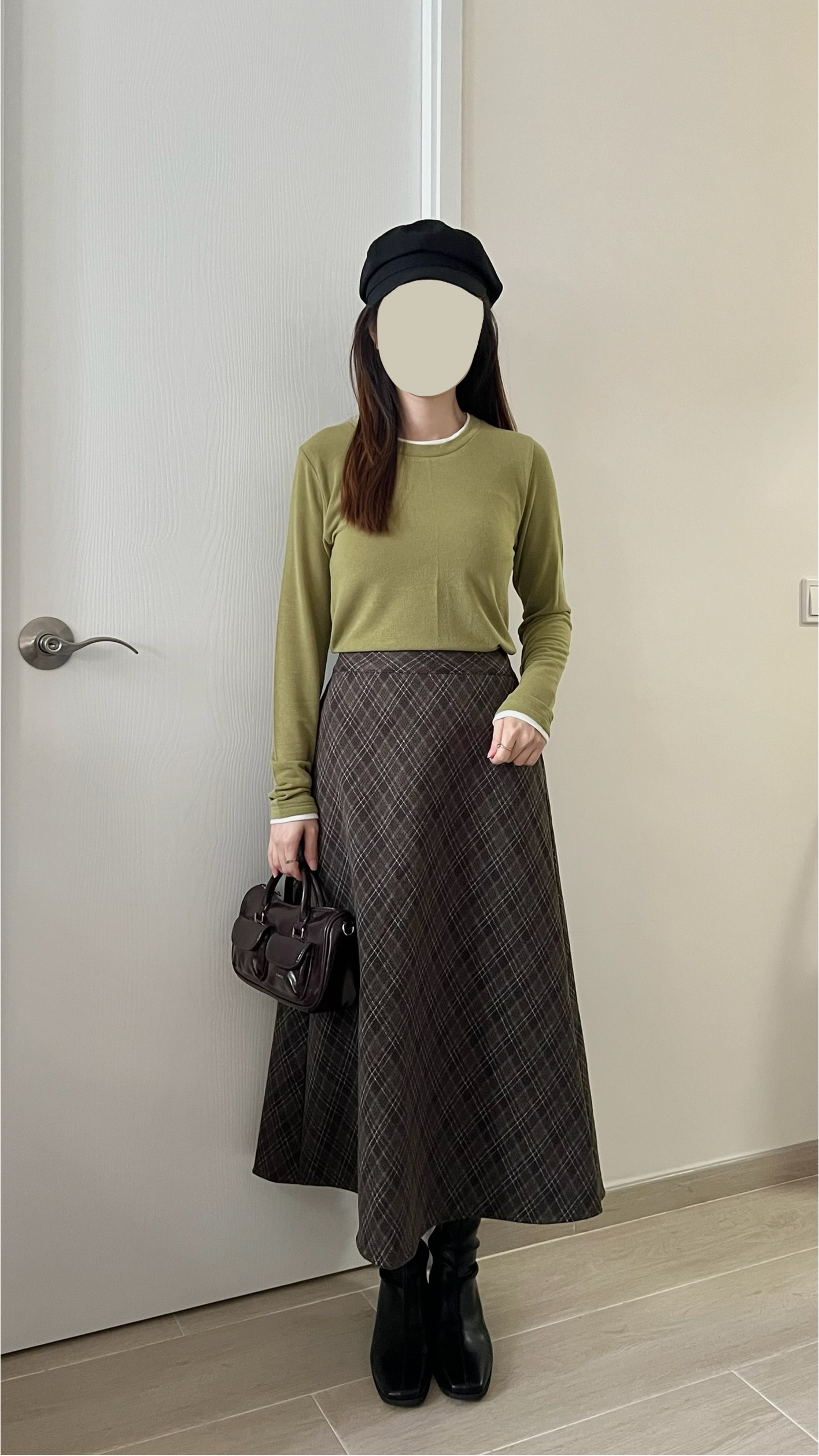 高質秋冬菱形格紋長裙 現貨