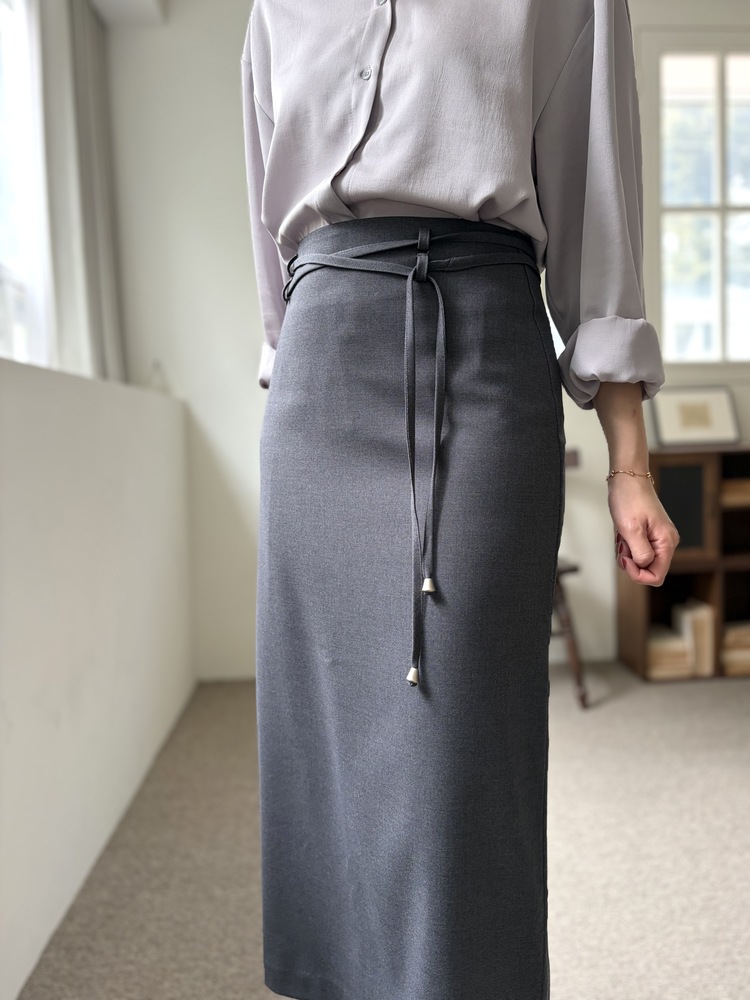 Double-Loop String Belt Skirt (Grey)